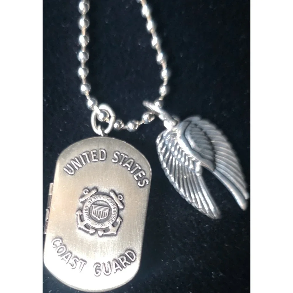 United States Coast Guard Sterling Silver Dogtag locket with Chain
